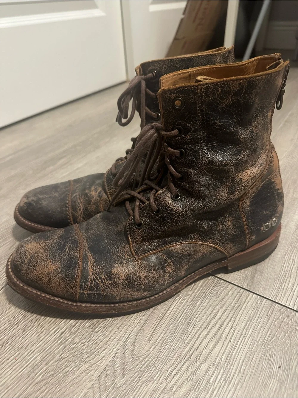 Bed StuMen’s Lux Protege Black Lace Up Casual Boots Round Toe Back Zip Sz 10